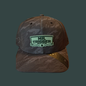 Mr. Triggerfish Charcoal Camo Bent Bill – “Transom” Logo